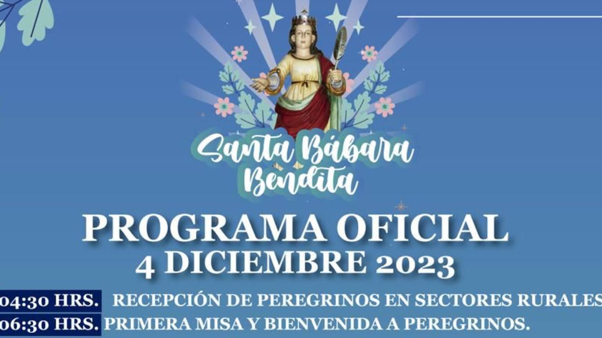 Festividad Santa Bárbara bendita se desarrollará este lunes 4 de