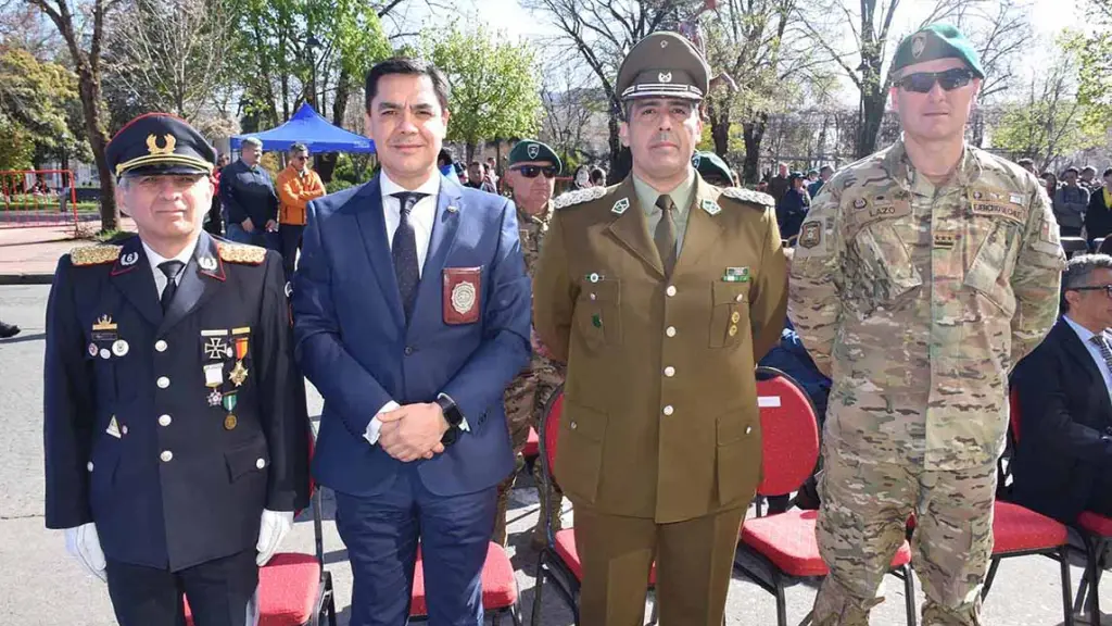 Raúl Márquez, superintendente Cuerpo de Bomberos Los Ángeles; Patricio Rojas, prefecto PDI; Esteban Rodríguez, teniente coronel de Carabineros y Gonzalo Lazo, comandante Destacamento de Los Ángeles.  | La Tribuna