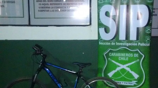 Incautan bicicleta robada desde sector de Lomas de Santa María
