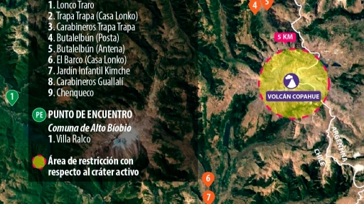 Volcán Copahue: definen diez puntos de evacuación  ante posible erupción del macizo