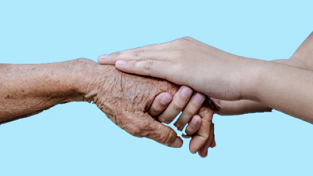 Encouragement old and young hands isolated on black background,i, Encouragement old and young hands isolated on black background,include clipping path.