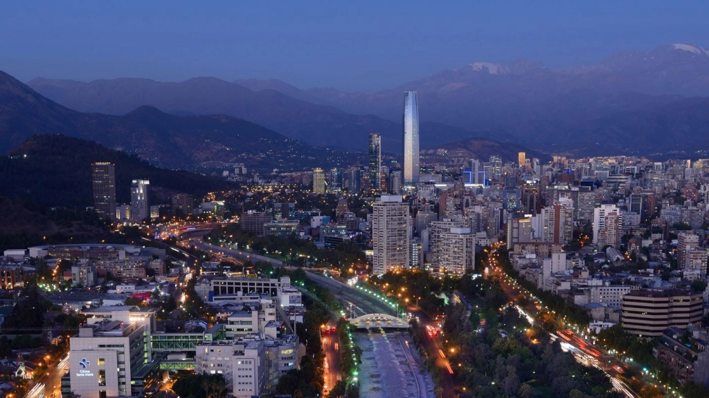 Santiago Chile night city, 