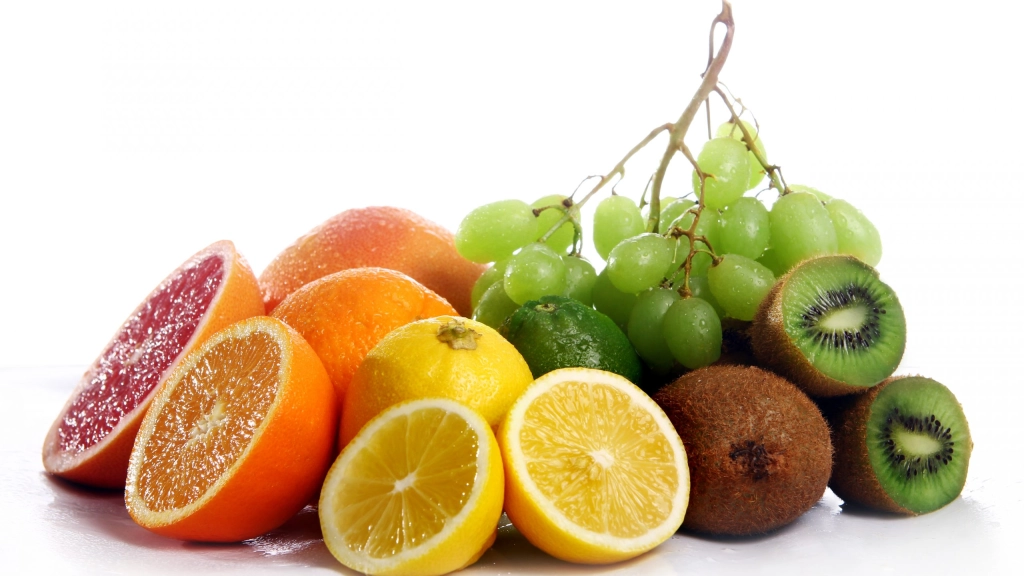 Fresh fruits isolated on white background, 