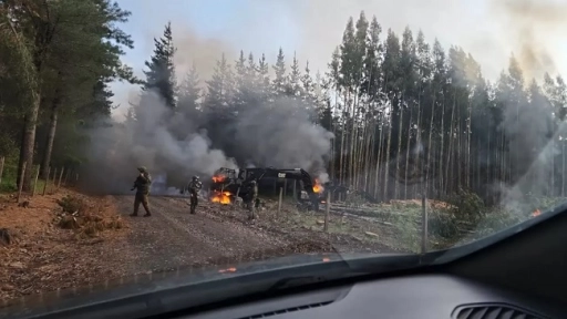 Victoria: Tres maquinarias forestales fueron quemadas en nuevo atentado