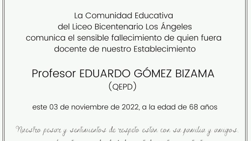 Gran conmoción causó fallecimiento de conocido profesor del Liceo Bicentenario de Los Ángeles