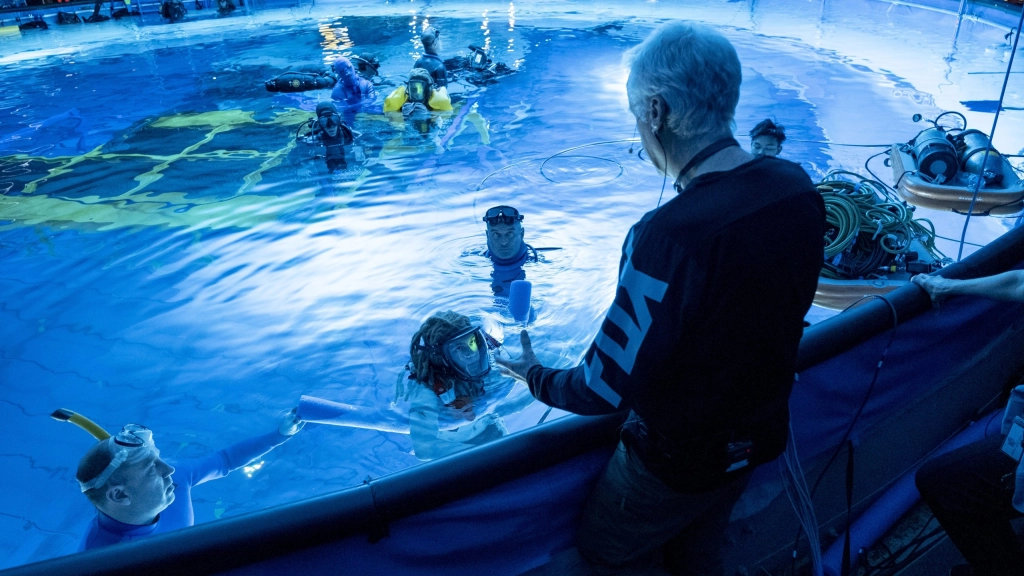 AVATAR 2, El director James Cameron durante el rodaje de Avatar: The Way of Water. Foto 20th Century Studios.