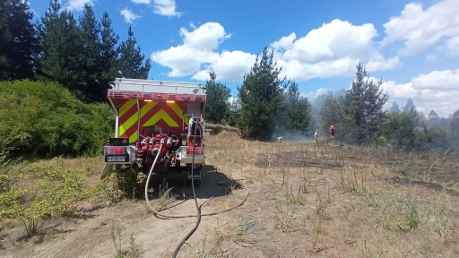 Nacimiento: Incendio de pastizales amenaza a casas de Villa Alegre