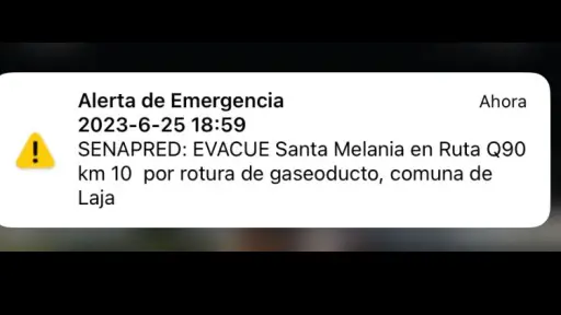 Alerta de emergencia por rotura de gasoducto llega a familias en Laja 