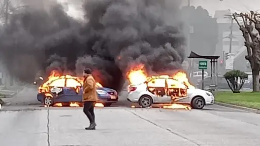 Delincuentes queman autos tras violento asalto en Hualpén