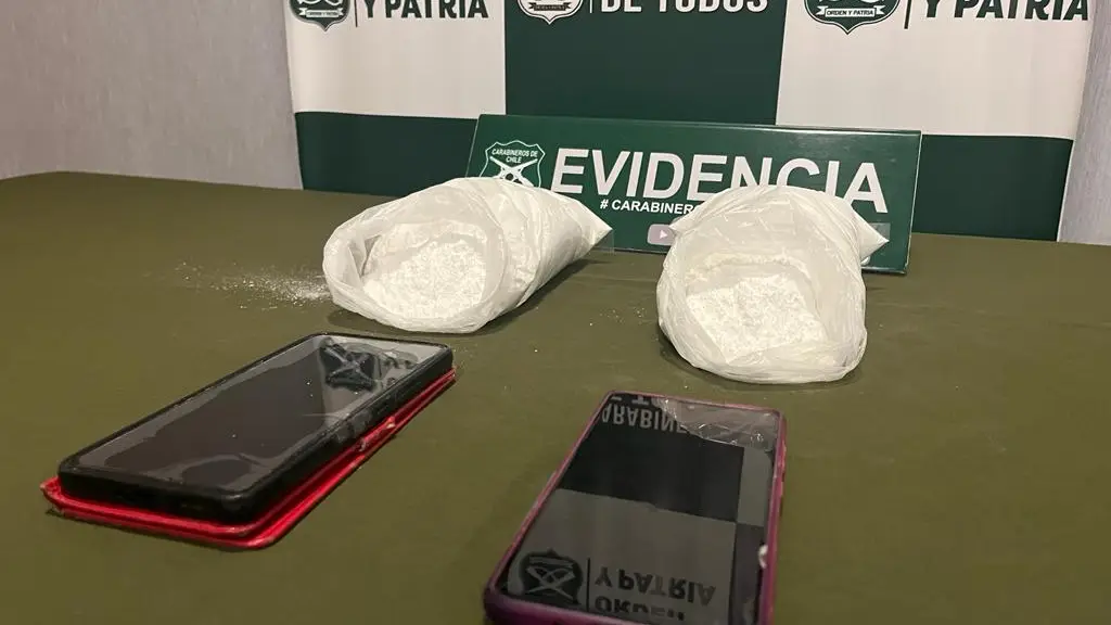 Cocaína decomisada en peaje Las Maicas / Carabineros