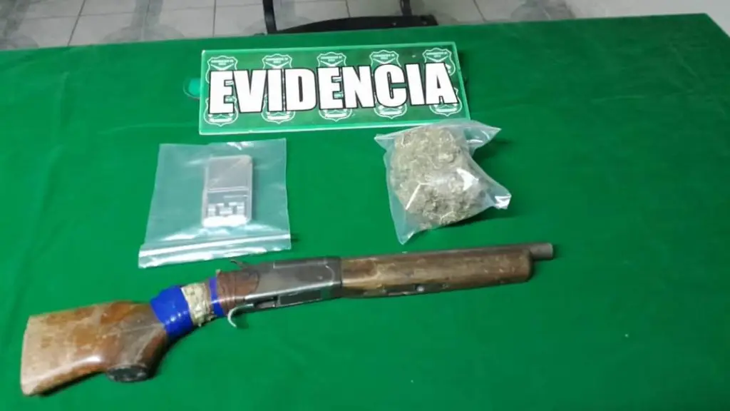 Arma de fuego y droga incautadas en Yumbel, Carabineros