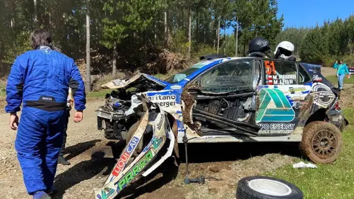 WRC Chile 2023: Vehículo de Binomio chileno queda destrozado en el Shakedown