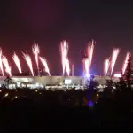 Fotografía de fuegos artificiales en la inauguración de los Juegos Panamericanos 2023 hoy, en el estadio Nacional en Santiago (Chile). EFE/Osvaldo Villarroel, EFE