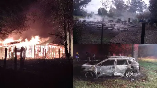 Doble atentado en La Araucanía: Sujetos queman dos viviendas y un vehículo en Perquenco y Padre de Las Casas 