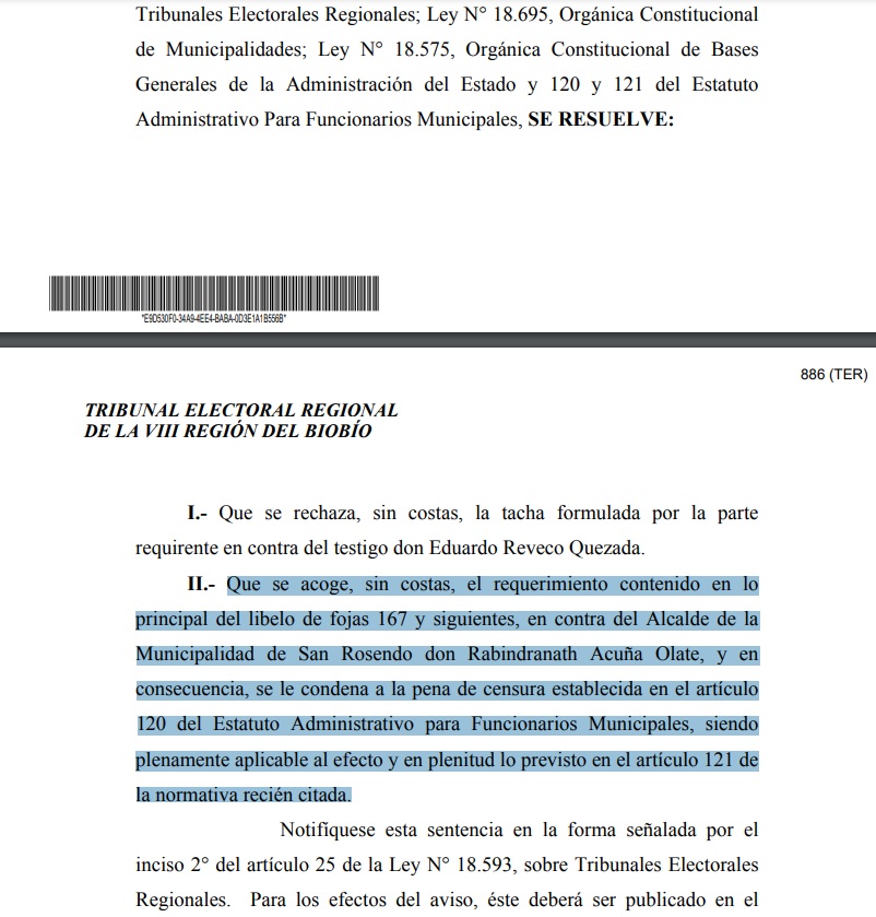 Fallo Tribunal Electoral Regional de Biobío / La Tribuna