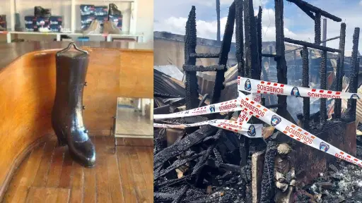El triste adiós de La Bota Negra de Mulchén: Icónica zapatería fue arrasada por el fuego