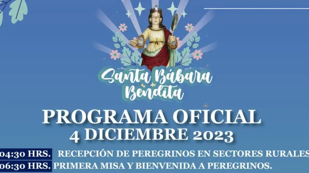 Festividad “Santa Bárbara bendita” se desarrollará este lunes 4 de diciembre