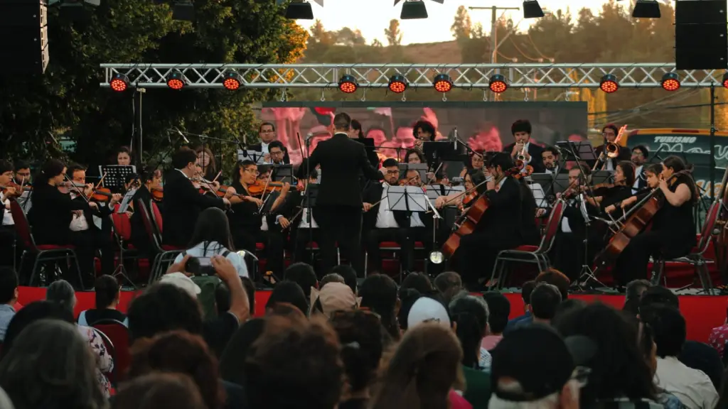 Un aspecto de la presentación de la Orquesta Filarmónica en Mulchén., Cedida