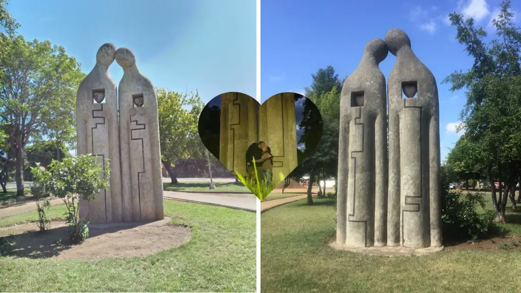 “Paseo del día”: La escultura de los enamorados de Los Ángeles que se está haciendo conocida por las parejas 