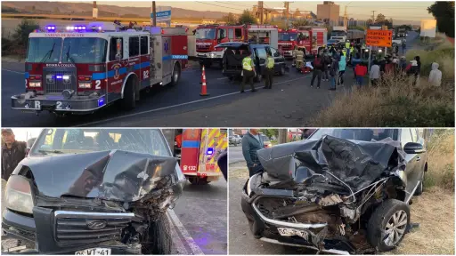 Negrete: 11 lesionados tras colisión frontal de furgón y auto en Coihue