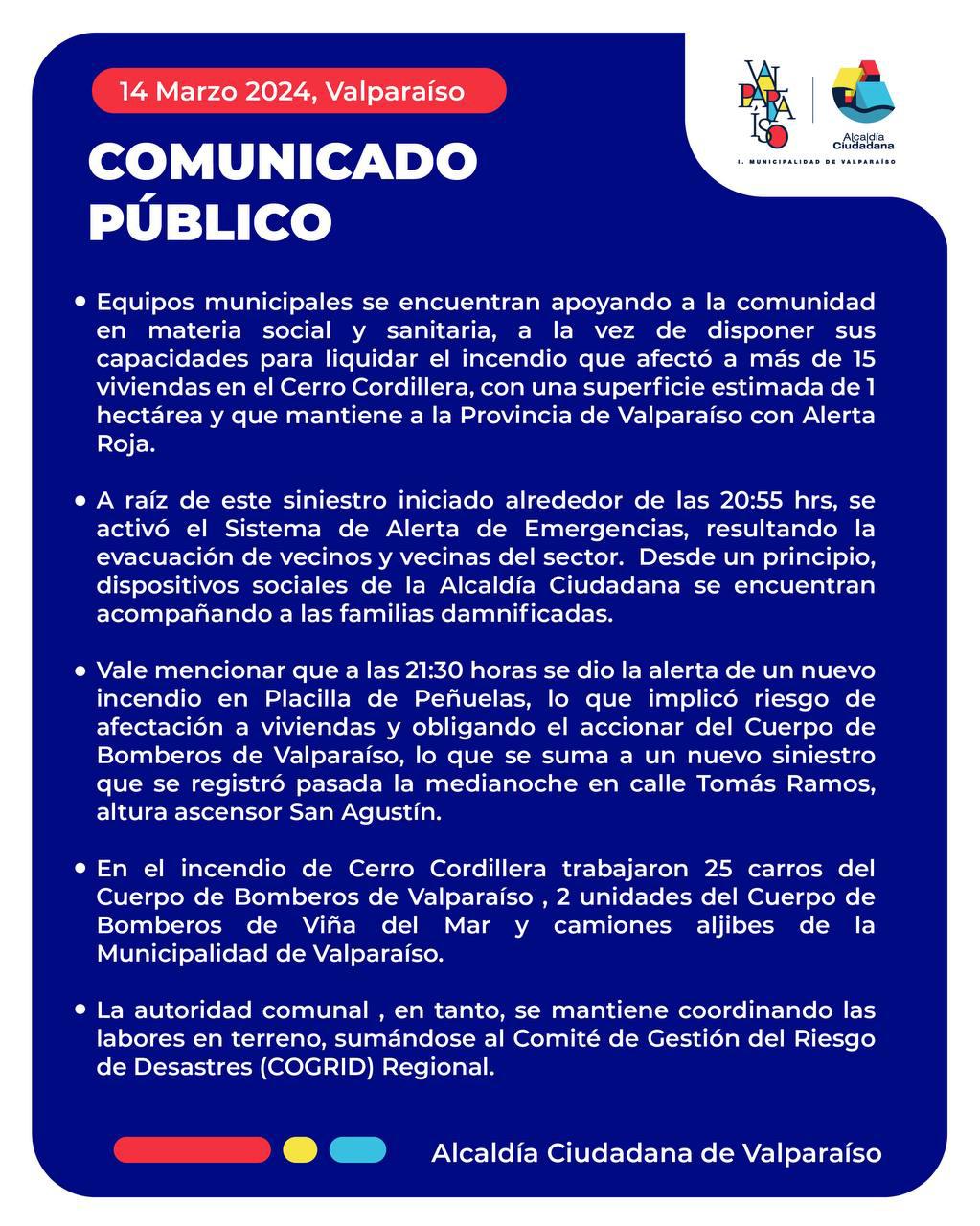 Comunicado Valparaíso / cedida