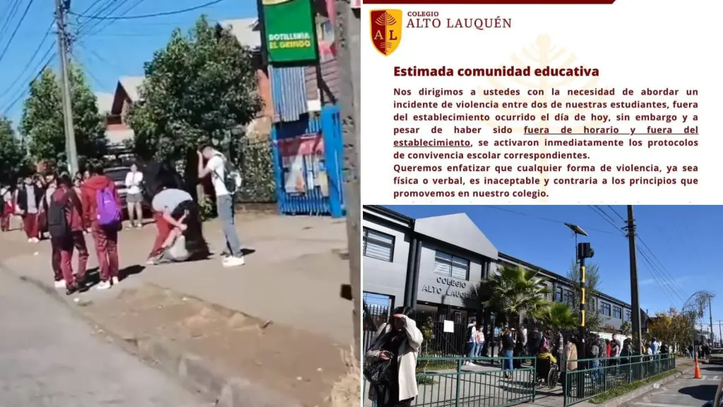 VIDEO: Estudiantes protagonizaron riña fuera del Colegio Alto Lauquén en Los Ángeles, Cedida