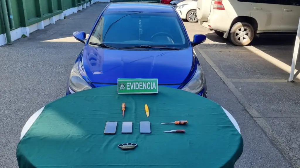 Las herramientas y el auto usado por los sospechosos., Cedida