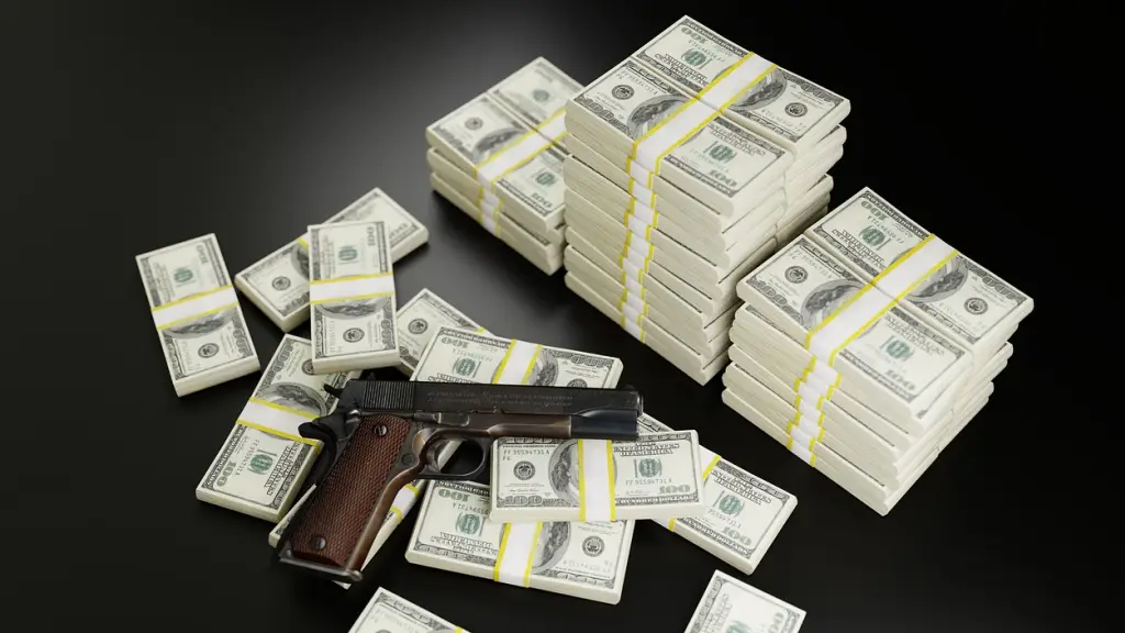 dinero, dolares, pistola, Pixabay