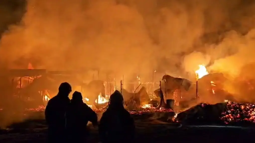 Un aspecto del incendio en el recinto Socabio., Captura de video