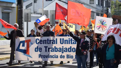 Paro nacional de la CUT: Dirigentes sindicales y gremios se manifestaron por el centro de Los Ángeles