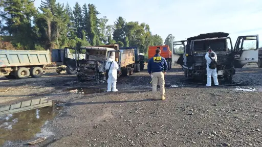 Ataque incendiario dejó al menos 10 camiones y 6 máquinas destruidas en Lautaro