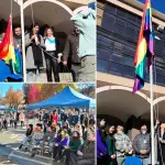 Realizan izamiento de la bandera LGBTIQ+ en la Plaza de Armas de Los Ángeles, Cedida