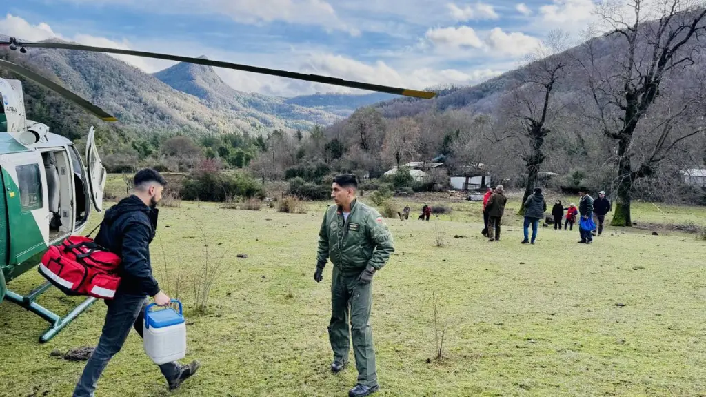 El helicóptero de Carabineros llegó hasta ese apartado sector de la provincia de Biobío., Cedida