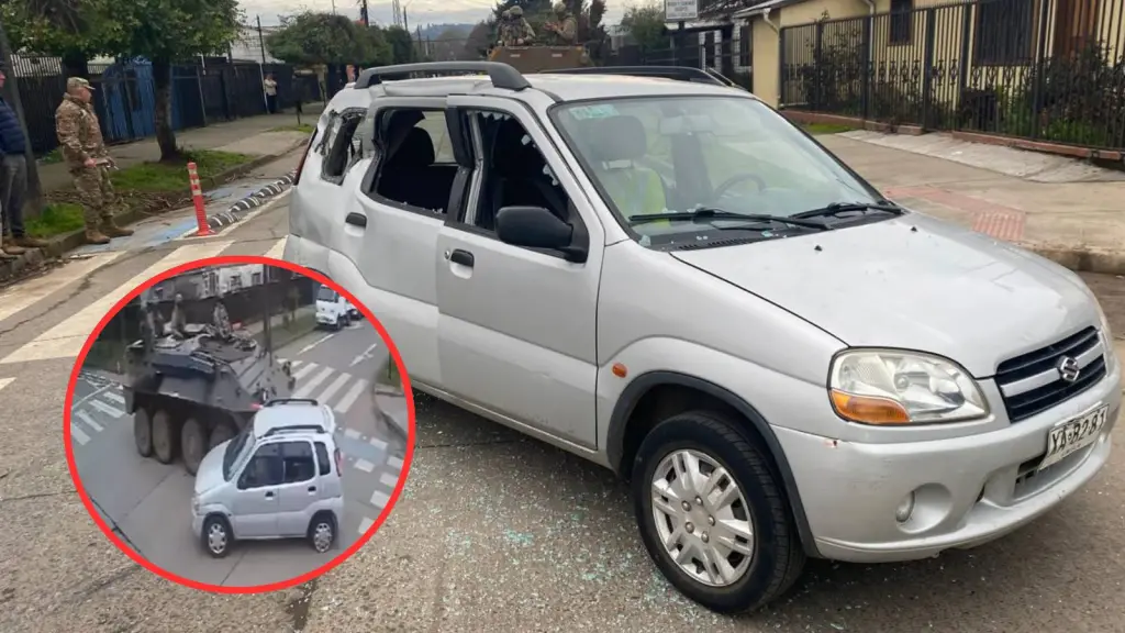 Tanqueta del Ejercito de Chile colisionó con un vehículo menor en Mulchén, La Tribuna
