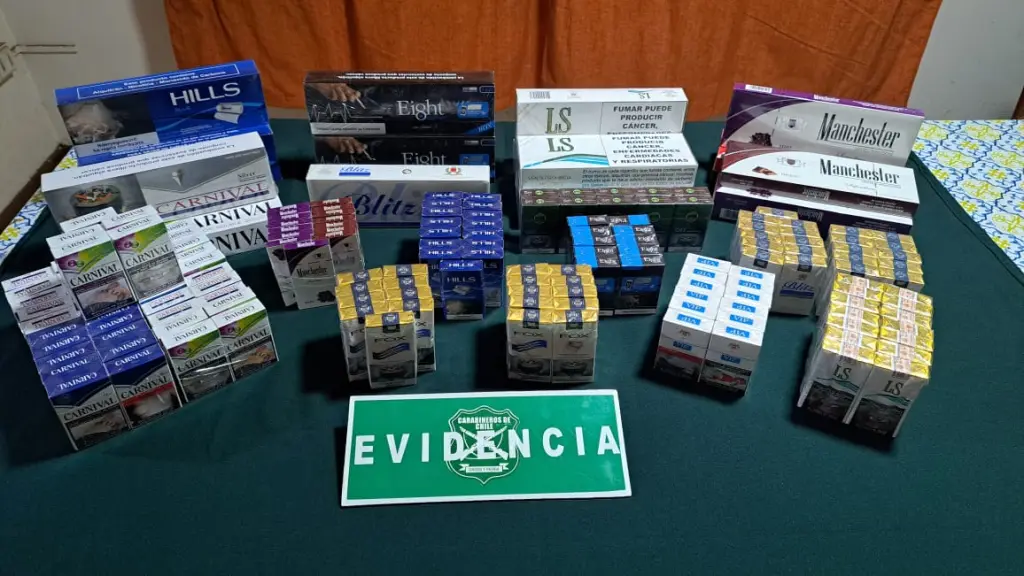 Los cigarros incautados fueron avaluados en más de un millón de pesos., Cedida