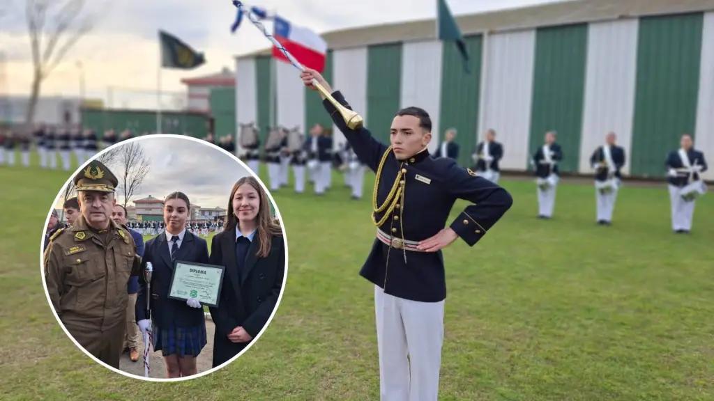 A Santiago los pasajes: Banda de guerra escolar de Los Ángeles sacó primer lugar en competencia regional, Cedida