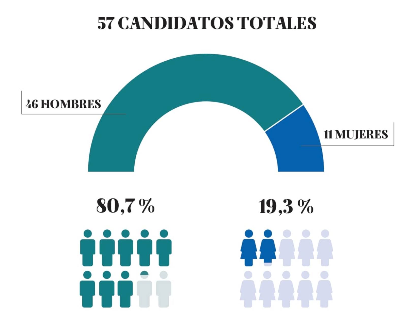 Gráfico paridad candidatos a alcaldes provincia de Biobío / La Tribuna