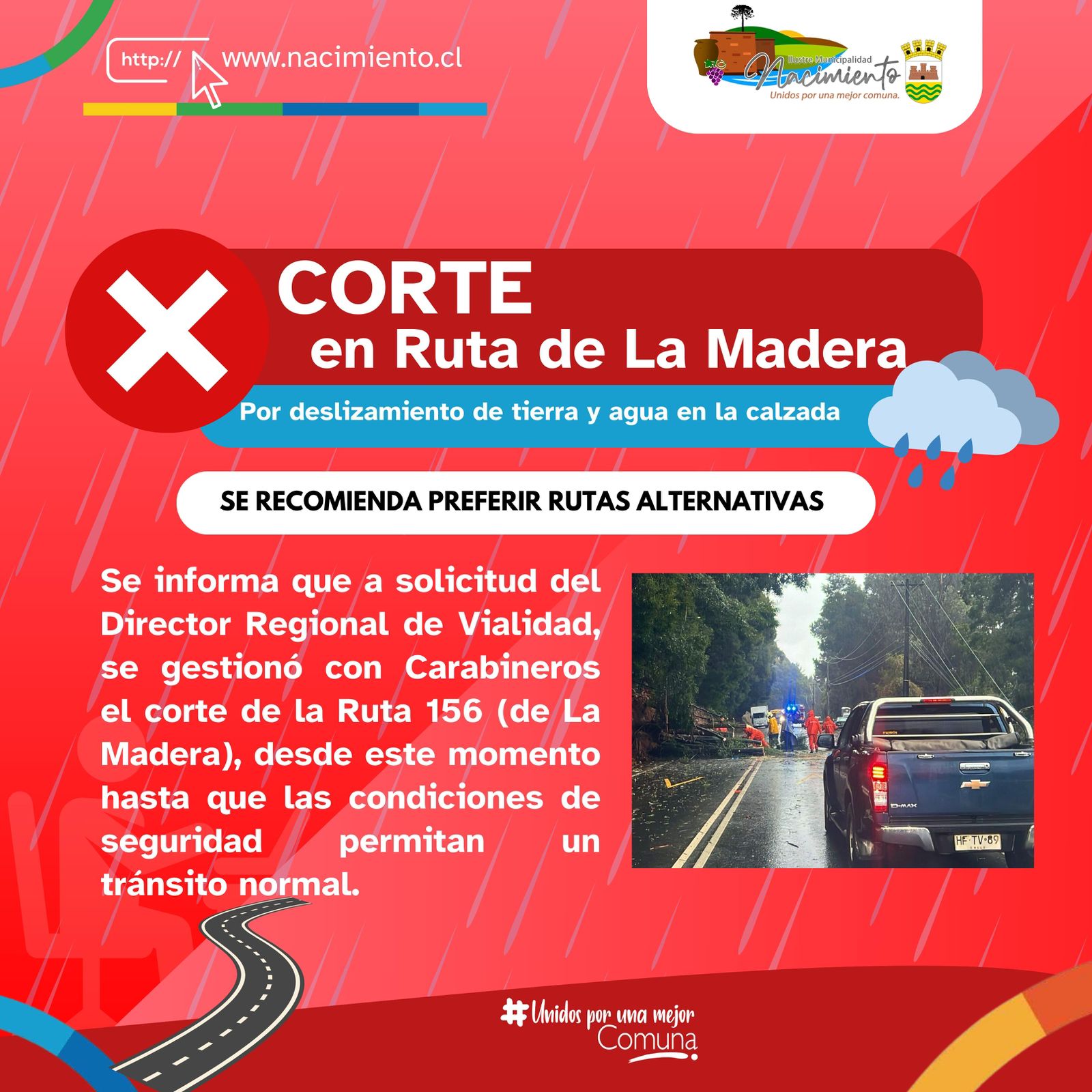 corte en ruta la madera / Nacimiento