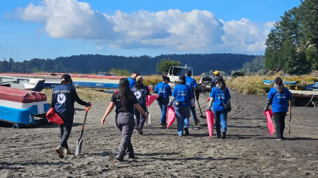 Voluntarios remueven basura y materiales reciclables en humedal Lenga en jornada de limpieza, Cedida