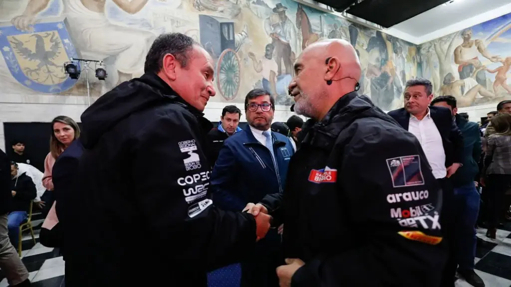 Gobernador regional, Rodrigo Díaz junto a Felipe Horta en el lanzamiento del Rallymundial en Concepción, Cedida