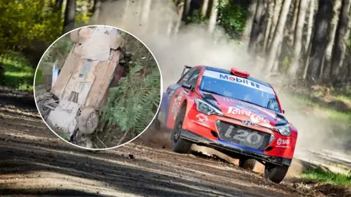 Scuncio y Román protagonizan volcamiento en la jornada final del WRC Chile: Binomio llegó en ambulancia al Parque de Asistencia