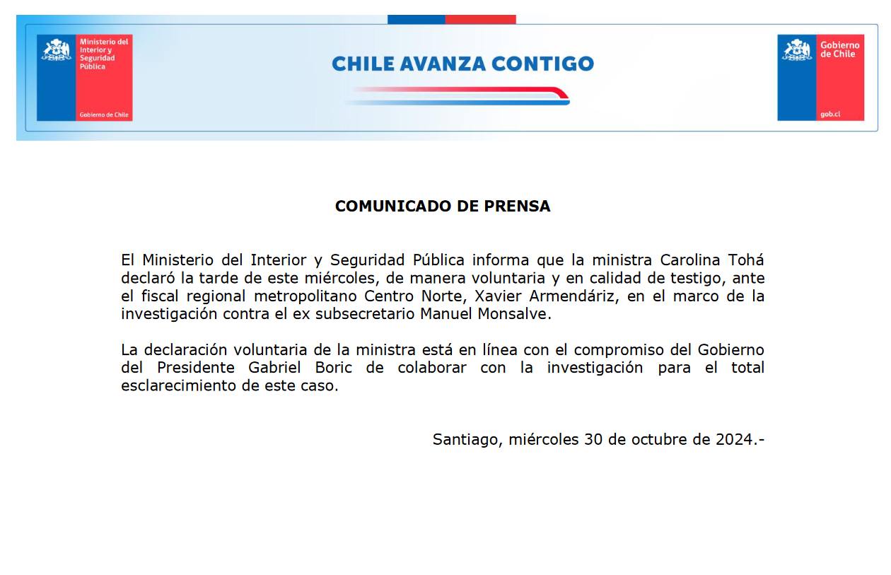 Comunicado / Gobierno de Chile