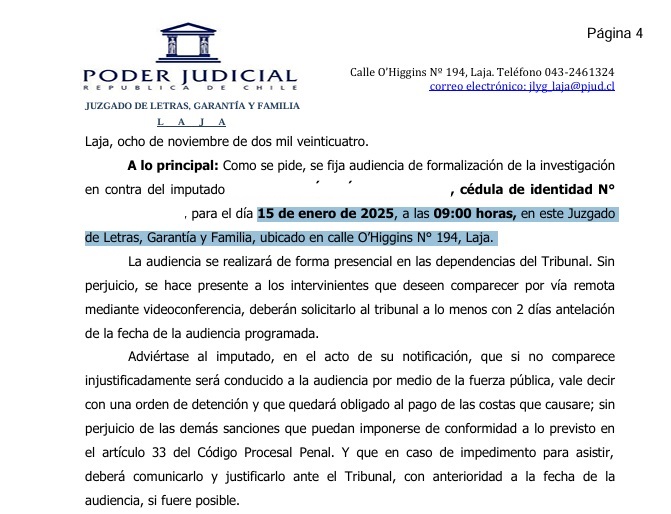 Audiencia de formalización / La Tribuna