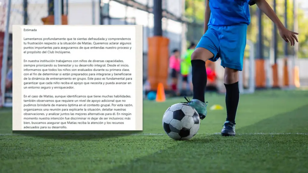 Madre denuncia exclusión de su hijo desde taller de fútbol para niños con TEA, Cedida