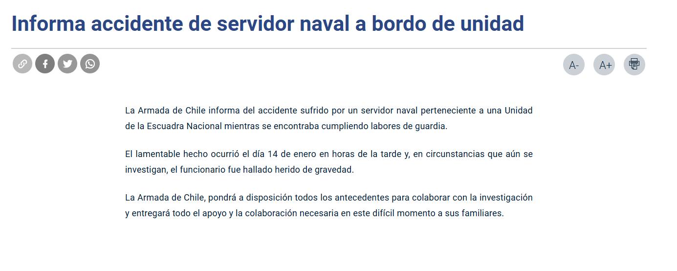 Comunidado oficial / Armada de Chile