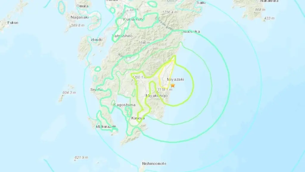 Movimiento telúrico sacudió este lunes la prefectura de Miyazaki, al sudoeste de Japón.,  (USGS).