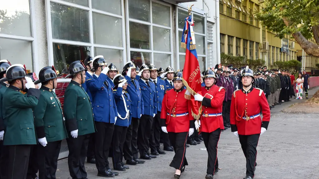 Un aspecto de la ceremonia de cambio de mando de la institución bomberil., Cuerpo de Bomberos de Los Ángeles