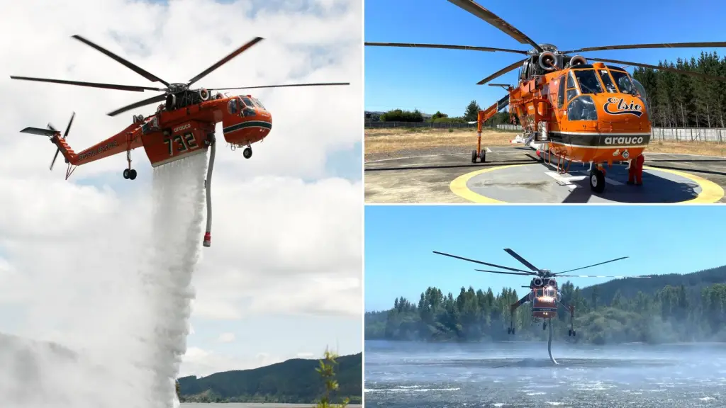 Helicópteros Erickson Aircrane llegan a Biobío y Ñuble para enfrentar incendios forestales, Cedida