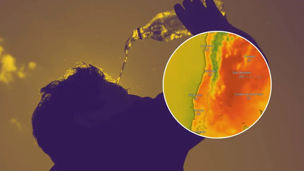 La alerta por altas temperaturas afectarán a siete regiones, desde Coquimbo hasta Biobío., Referencial | Windy