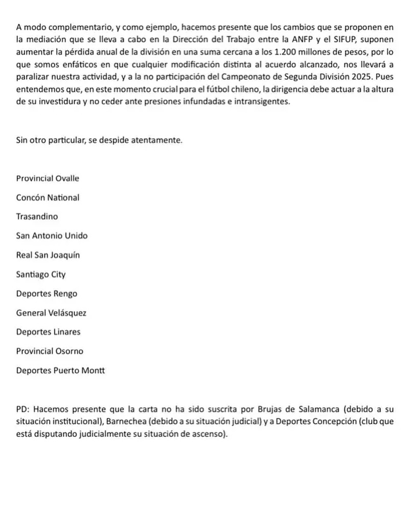 El comunicado emitido por los clubes de Segunda / La Tribuna